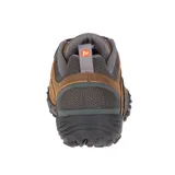 Championes de trekking Merrell modelo Intercept, color marrón con detalles en gris y negro. Confeccionados en cuero flor con paneles perforados para mayor ventilación, puntera resistente a la abrasión y suela Vibram de alto agarre.