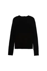 Sweater de punto fino con textura de canalé, cuello redondo y mangas largas, de corte entallado.