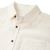 Camisa de manga corta Katin modelo Alan Solid, de color blanco con botones oscuros y un bolsillo frontal en el pecho.