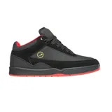 Zapatillas de skate éS Stylus Mid, color negro con detalles en rojo y logo dorado.