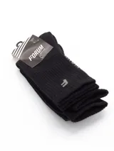 Pack de dos pares de medias deportivas largas, color negro, con tejido acanalado y logo pequeño en gris claro en el empeine.