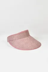 Visera de tela gris jaspeada con borde liso en tono gris oscuro, sin corona superior.