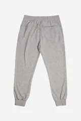 Pantalón de jogging negro de felpa lisa, con puños clásicos, cintura elastizada y cordones ajustables.