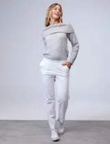 Pantalón jogger blanco de algodón con pretina elastizada.