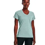 Remera deportiva Under Armour Tech Twist V-Neck color celeste jaspeado, de corte holgado, manga corta y cuello en V.