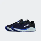 Championes de running Altra modelo Paradigm 8, color azul marino y negro, con detalles en azul eléctrico y suela blanca.