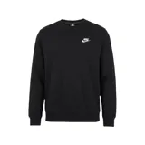 Buzo Nike Sportswear Club Fleece de color negro, con cuello redondo, mangas largas y el logotipo de Nike bordado en blanco en el pecho.