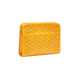 Neceser Goyard modelo Jouvence MM en color amarillo, confeccionado con lona revestida con el característico estampado geométrico de la marca y detalles de cuero.