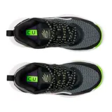 Championes de básquetbol Under Armour Curry 3Z7, con parte superior de cuero y malla en color negro y blanco. Presenta mediasuela blanca con tecnología Micro G y suela de goma en color verde neón con patrón de tracción anatómico.