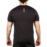 Remera deportiva Diadora de manga corta y cuello redondo, color negro, con ajuste al cuerpo y logo de la marca en color claro en el pecho.