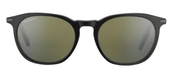 Lentes de sol Serengeti modelo Arlie con armazón de acetato negro y cristales polarizados en tono verdoso.