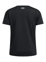 Remera deportiva de manga corta Under Armour, confeccionada en tejido técnico elástico con tecnología UA RUSH™ que refleja la energía corporal. Presenta cuello redondo, corte holgado y bajo con abertura lateral.