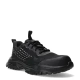 Championes de seguridad unisex color negro, con diseño acordonado, puntera reforzada y suela de goma con relieve antideslizante.