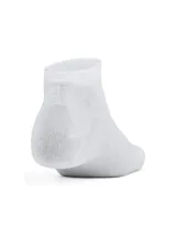 Pack de seis pares de medias tobilleras Under Armour de color blanco, ultradelgadas, transpirables y con soporte para el arco del pie.