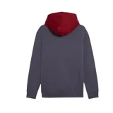 Canguro Puma colorblock con capucha, rojo en la parte superior, blanco en el pecho y gris en la parte inferior.