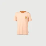 Remera de manga corta color camel con cuello redondo y estampado pequeño en el pecho izquierdo inspirado en la serie House of the Dragon.