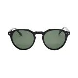 Lentes de sol I-Sea modelo Watty con armazón redondo de color negro y cristales polarizados verdes con detalles de remaches en las esquinas.