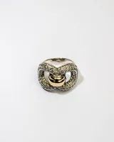 Anillo de plata 925 con dublé de oro y circonias blancas.