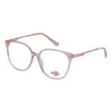 Armazón de lentes de receta MDQ modelo GZ09, con marco de acetato translúcido en color rosado y patillas metálicas finas en tono rosado a juego.