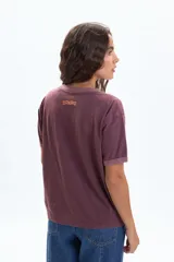 Remera de manga corta color marrón con efecto gastado y estampa frontal de Dumbo con diseño vintage.