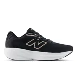 Championes de running New Balance modelo 680 V9, color negro con entresuela blanca y detalles en tono arena. Presentan un diseño de malla transpirable con el logo N característico en el lateral.