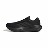 Championes Adidas Response Runner 2 U de color negro, diseñados para running. Presentan capellada de malla transpirable, detalles sintéticos en los laterales con las clásicas tres tiras de la marca y suela de amortiguación.