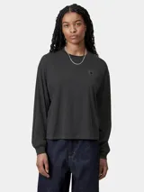 Remera de manga larga Carhartt con silueta holgada, confeccionada en algodón liviano con acabado teñido en prenda. Presenta cuello redondo y etiqueta cuadrada tejida en el pecho.