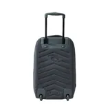 Bolso de viaje con ruedas Rip Curl F-Light Transit 45L, color negro con logo blanco. Cuenta con manija telescópica y correas de ajuste laterales.