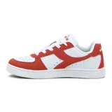Championes Diadora Helio II de mujer, color blanco con detalles en naranja.