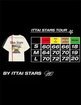 Remera marrón de corte holgado con estampado en la espalda que incluye texto y paisaje.