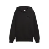 Buzo tipo hoodie de corte relajado en color negro, con capucha y bolsillo frontal tipo canguro. Presenta el logo de la marca bordado en el pecho en tono sobre tono.