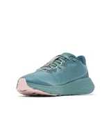 Championes de running Columbia modelo Konos Featherweight, color turquesa con detalles en blanco y suela en tono rosado. Presentan una parte superior de malla tejida transpirable, sistema de amortiguación Omni-MAX y entresuela TechLite+ para mayor retorno de energía.