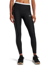 Calza deportiva Under Armour HeatGear Novelty, color negro con costuras planas en contraste y cintura alta con ribete blanco. Cuenta con bolsillo lateral.