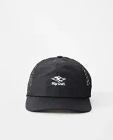 Gorro tipo trucker de color negro, con diseño de paneles de red en la parte trasera y visera curvada. Cuenta con el logotipo y nombre de la marca bordados en color blanco en la parte frontal.