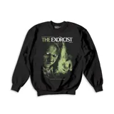 Buzo de cuello redondo color negro con estampa frontal temática de la película El Exorcista en tonos verdes.
