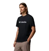 Remera de algodón orgánico color negro, con cuello redondo, mangas cortas y logo de la marca estampado en blanco en el centro del pecho.