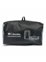 Bolso tipo duffel Columbia Landroamer de 40 litros, color negro, con múltiples asas, tirantes para usar como mochila y logo de la marca estampado en blanco en el frente.