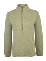 Polar de mujer RKF modelo Sienna, color verde militar, con cuello alto, cierre medio frontal y bolsillos laterales con cierre. Confeccionado en tejido polar texturizado.