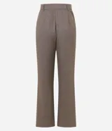 Pantalón de vestir de punto roma con estampado de cuadros príncipe de gales, corte recto y cintura baja.