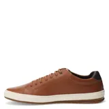Zapatos casuales Freeway de cuero color tostado, con diseño de cordones, punta ovalada y suela de goma blanca con base en tono caramelo.