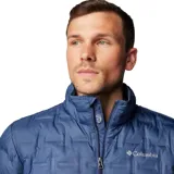 Campera técnica Columbia con tecnología Omni-Heat y construcción HeatSeal sin costuras. Presenta un diseño acolchado con aislamiento de plumón, cierre frontal completo, cuello alto con protección para la barbilla y bolsillos laterales con cremallera.
