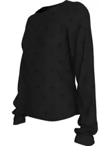 Remera de manga larga Calvin Klein Jeans color negro con cuello redondo y estampado de monograma CK en toda la prenda.