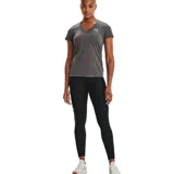 Remera deportiva Under Armour de mujer, modelo UA Tech SS Solid, color gris oscuro. Confeccionada en tejido ligero y transpirable.
