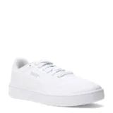 Championes urbanos Puma modelo Court Lally, de diseño clásico en color blanco total. Presentan una silueta de perfil bajo con capellada de material sintético, cierre de cordones y la icónica franja lateral de la marca. La suela de goma proporciona tracción y durabilidad.