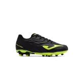 Championes de fútbol Joma Evolution Jr 2501 FG para césped, color negro con detalles en amarillo flúor.