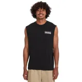 Musculosa Volcom de corte clásico en color negro, confeccionada en algodón, con pequeño estampado frontal en el pecho.