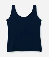 Musculosa de poliamida blanca, de corte ajustado, con escote en U y tirantes anchos.