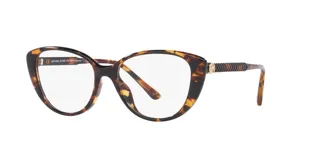 Armazón para lentes Michael Kors modelo 4102U, color carey con detalles dorados en las patillas. Diseño rectangular con bordes redondeados.