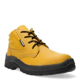 Botas de seguridad Worker color amarillo, confeccionadas en cuero curtido al cromo con suela de poliuretano bidensidad. Presentan cordones negros y diseño resistente a la abrasión.