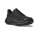 Championes de running Hoka modelo Bondi 9, color negro, con suela gruesa y amortiguación pronunciada.